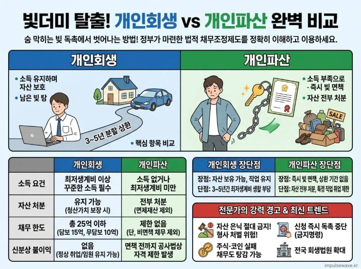 개인회생 파산 차이점 비교 장단점 분석 완벽 정리