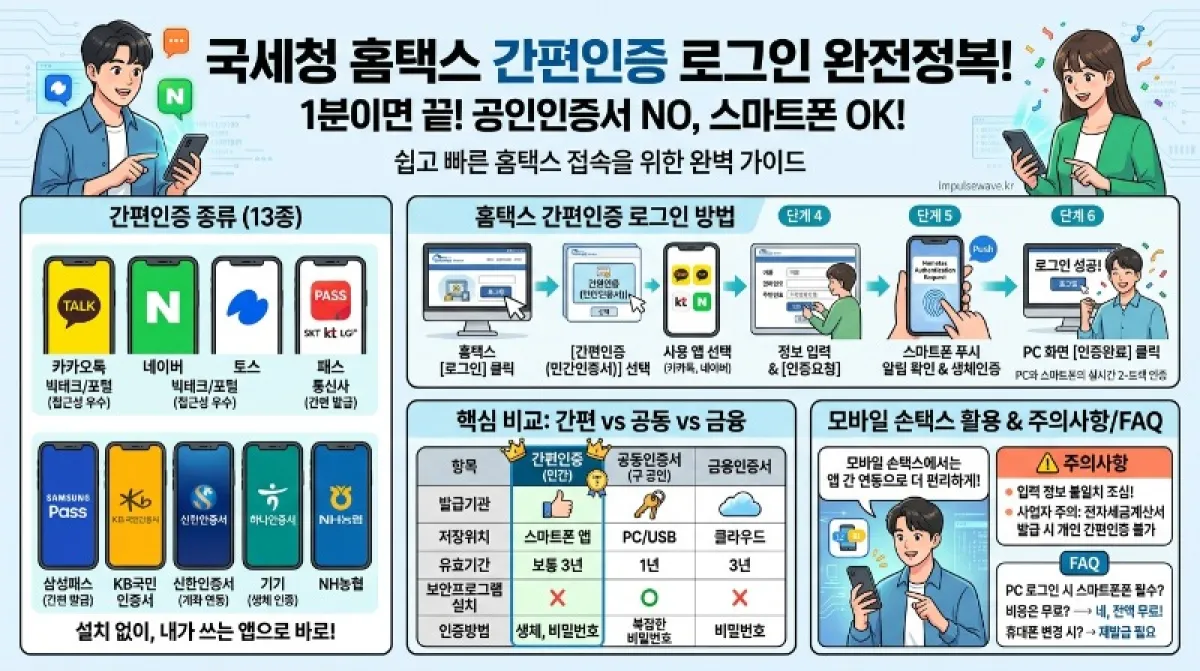 홈택스 간편인증 로그인 종류 및 방법 완벽 정리
