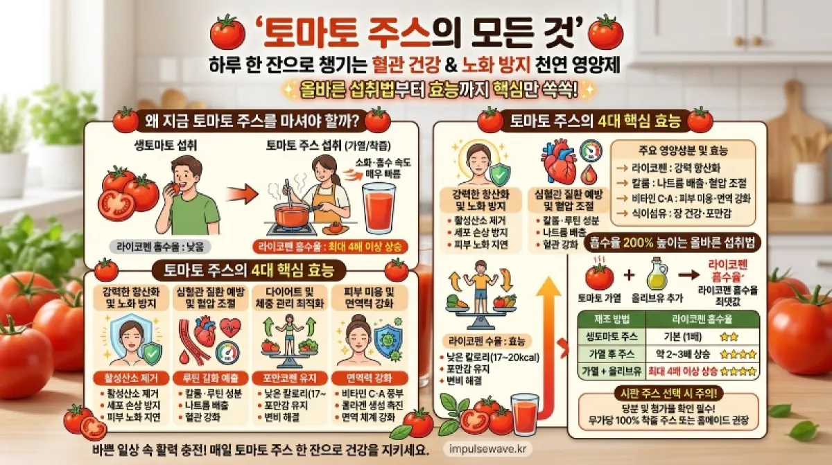 토마토주스 효능 및 부작용 다양한 효과 알아보기