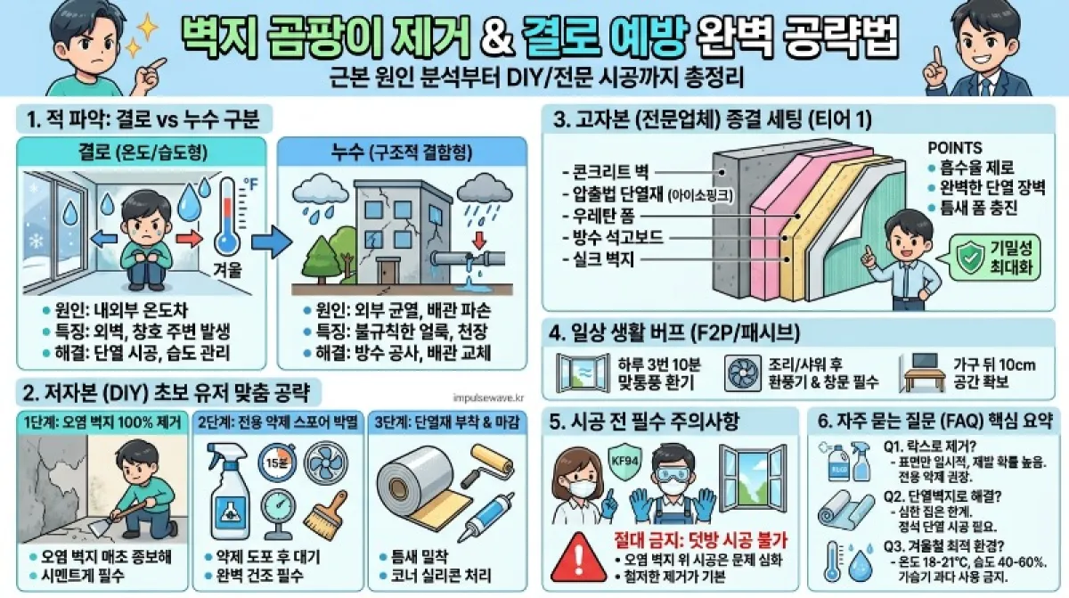 벽지 곰팡이 제거 방법, 재발 막는 결로 해결법 BEST 5
