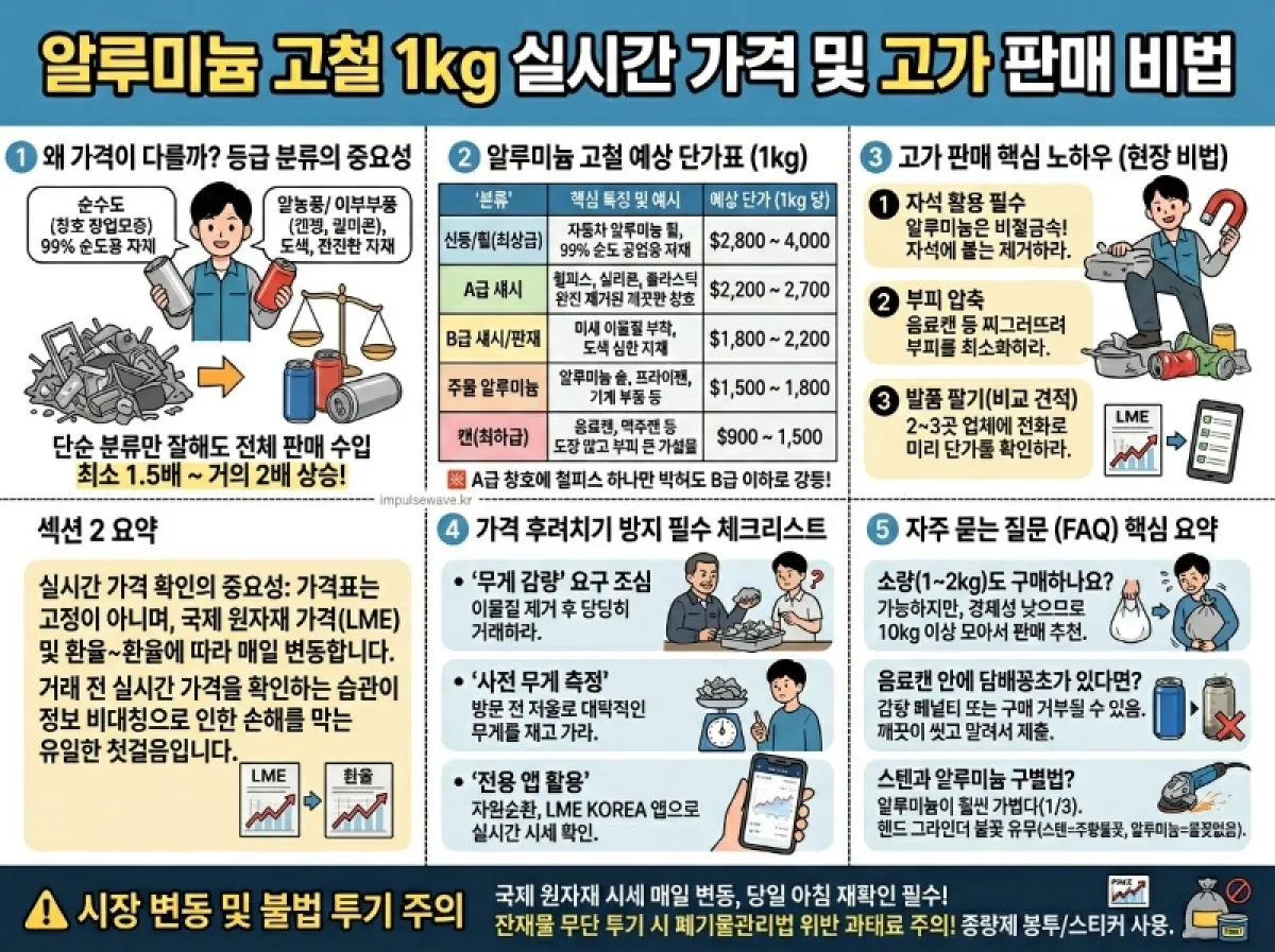 알루미늄 1kg 고철 실시간 가격 확인 필수 체크리스트