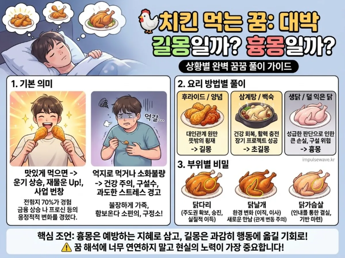 치킨먹는 꿈, 닭먹는 꿈, 닭고기 먹는 꿈 해몽 정리! 분석