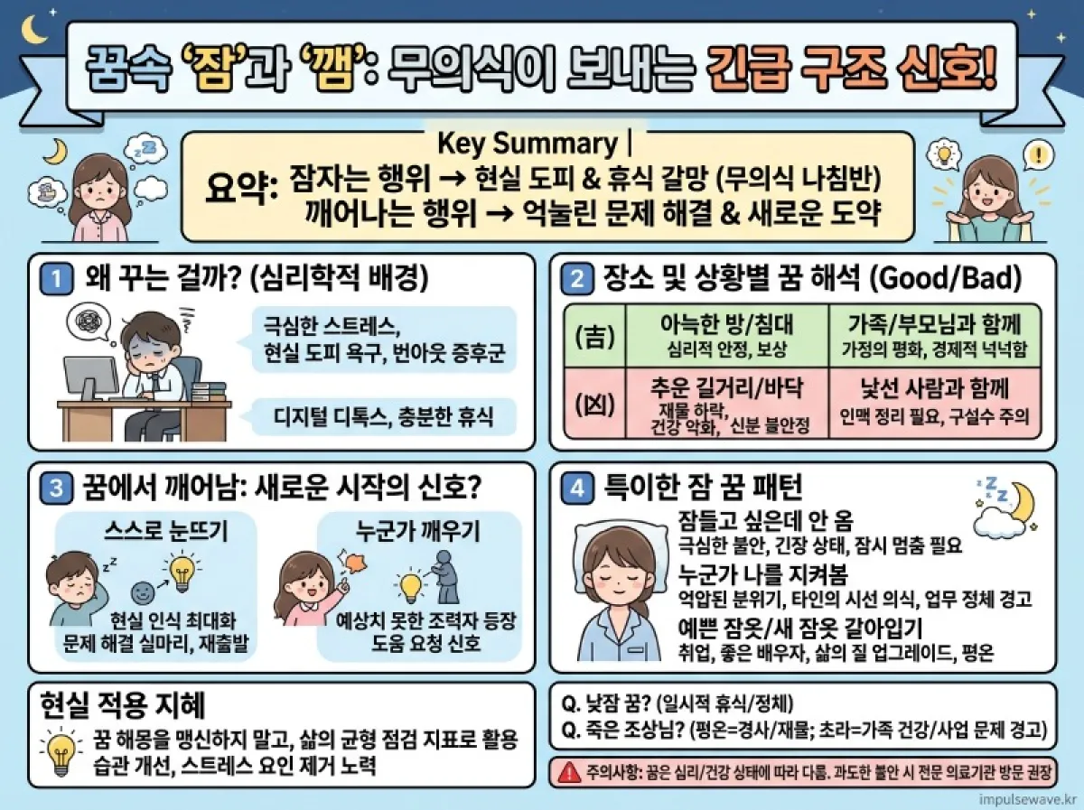 잠 자는 꿈 해몽 완벽 정리, 잠에서 깨는꿈 수면꿈