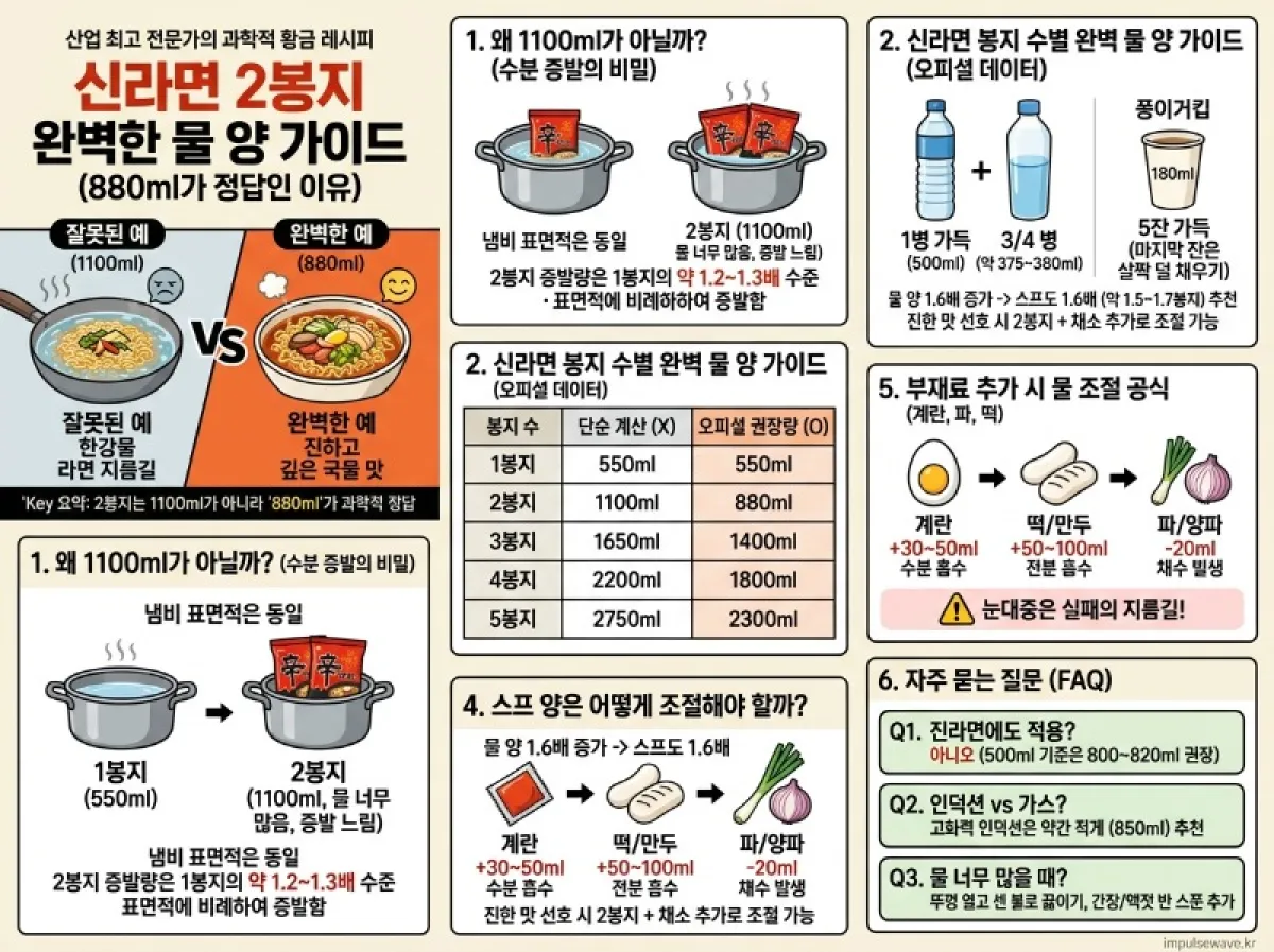 신라면 2개의 물 양은 얼마인가요 황금비율 알아보기