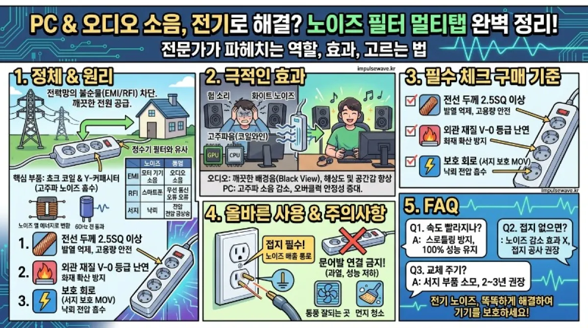 노이즈 필터 멀티탭 사용방법PC 및 오디오 기기 역활