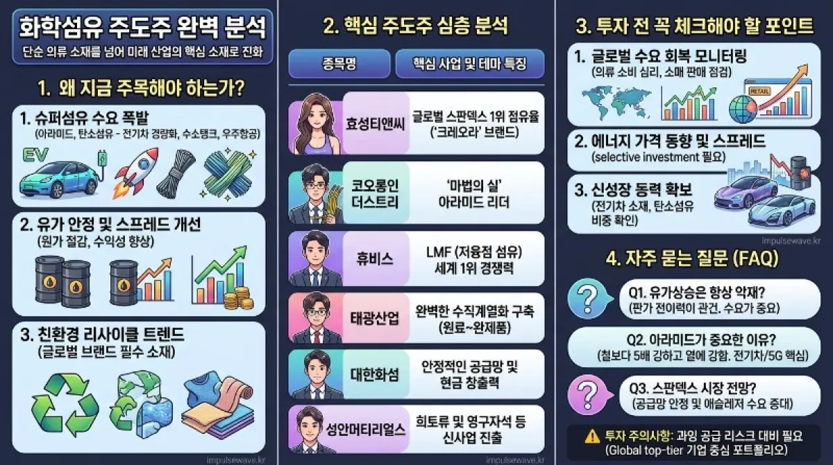 화학섬유 관련주 테마주 주식 대장주 수혜 분석