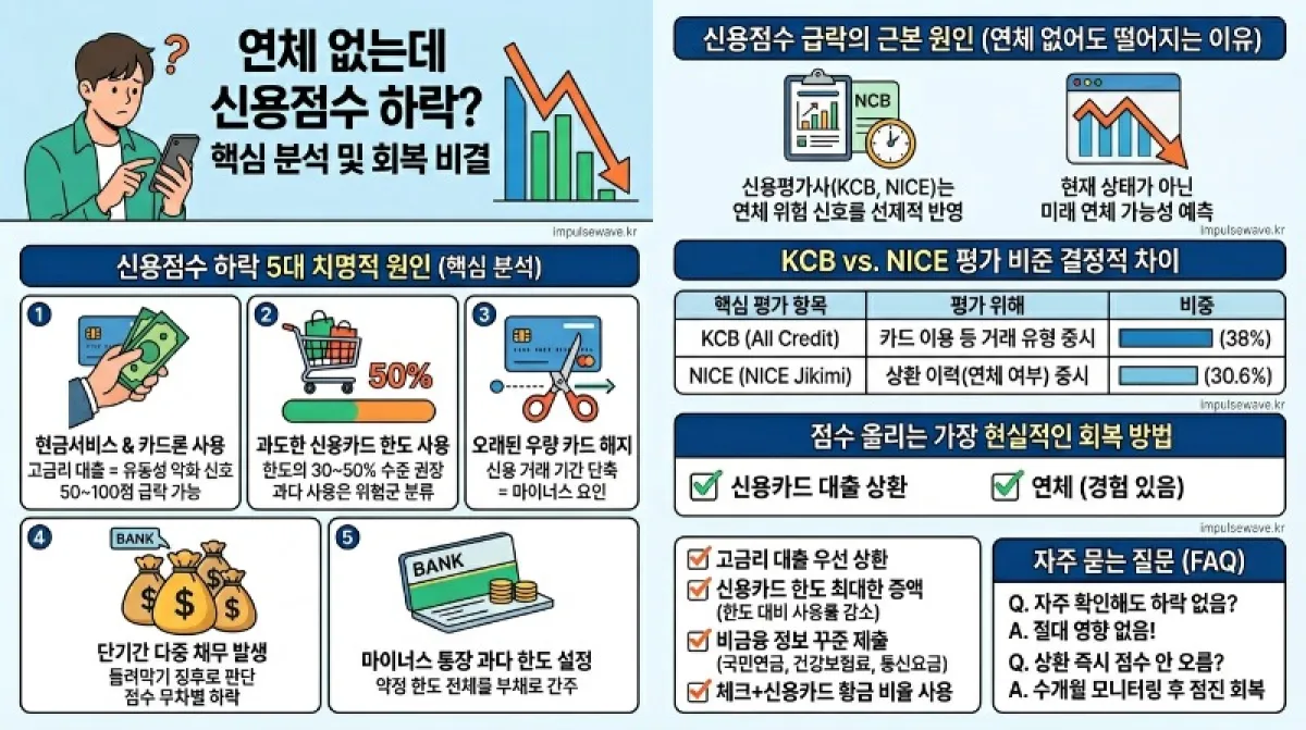신용점수가 갑자기 하락한 이유 연체 없는데 원인