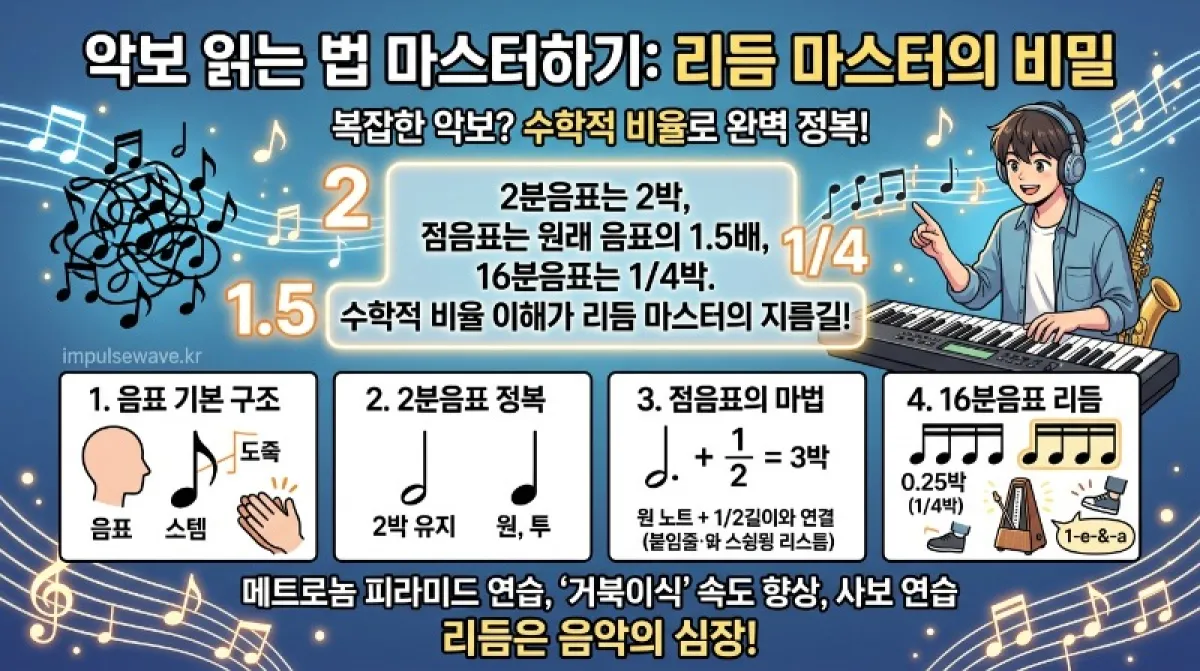 2분음표 점음표 16분음표 종류와 리듬 계산법