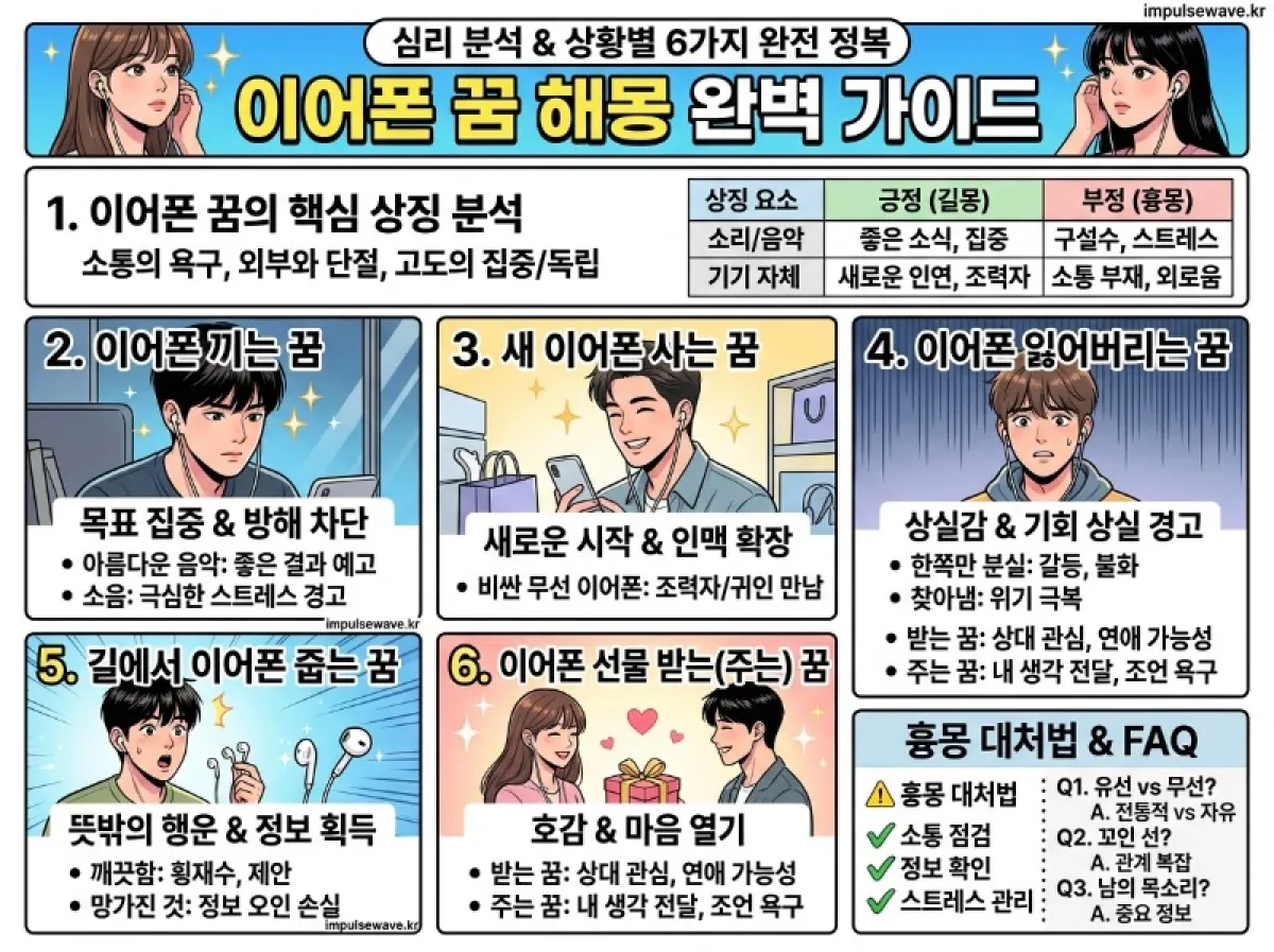 이어폰 꿈 해몽 (선물하는, 꼽는, 사는, 잃어버리는, 줍는, 끼는, 받는)