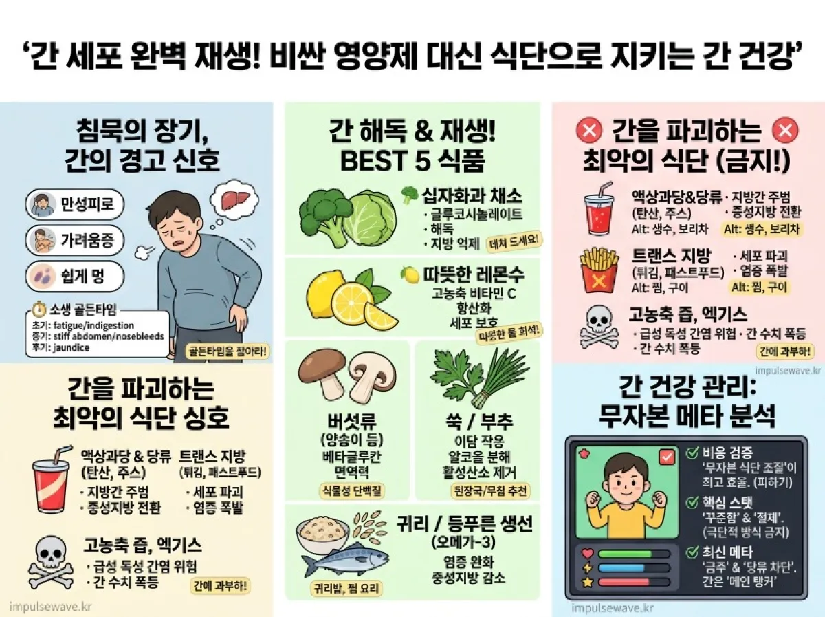 간에 좋은 회복 음식 안좋은 식단 간수치 낮추기
