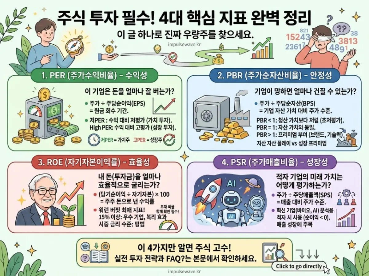 주식 PER PSR PBR ROE 뜻 의미 계산방법 실전 활용법