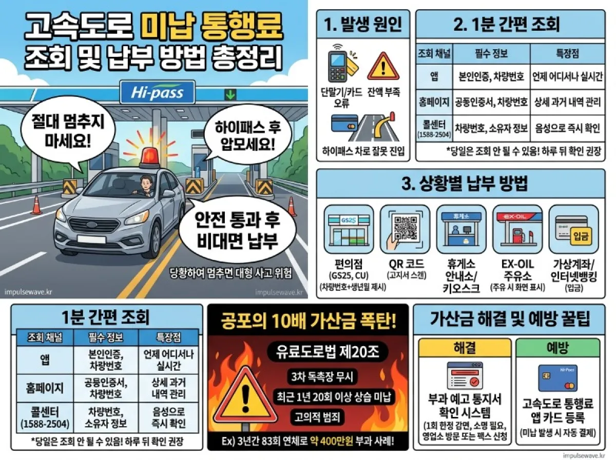 2026 고속도로통행료 미납조회 납부방법과 연체시 해결방법