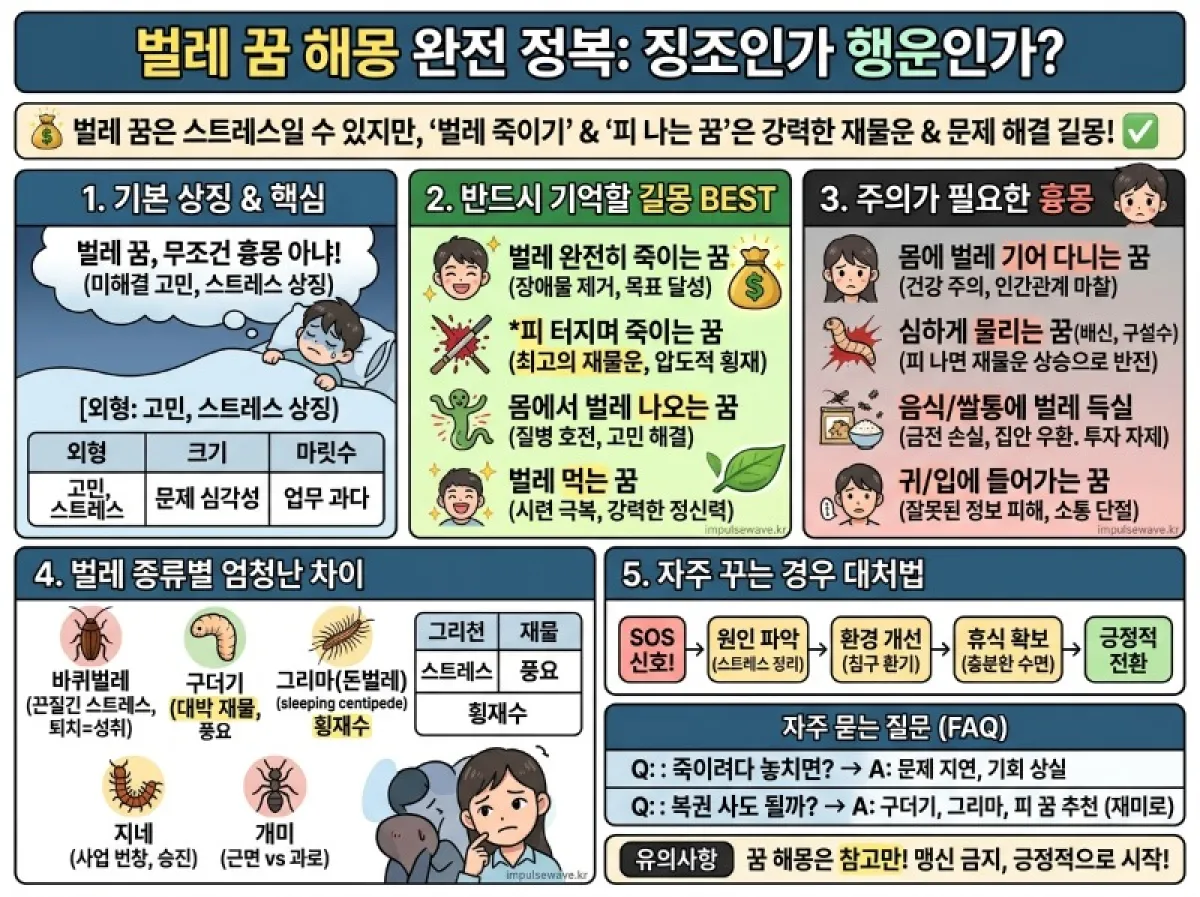꿈에 벌레 나오는 상황 해석 및 상황별 꿈해몽