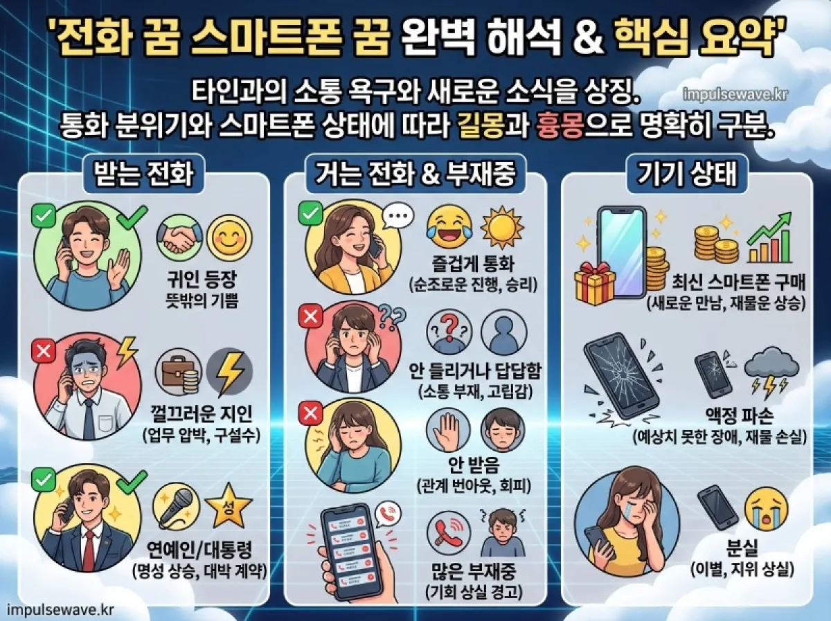 전화 꿈 스마트폰 해몽 (전화하는 꿈, 전화오는 꿈, 전화받는 꿈, 통화하는 꿈, 전화 안받는 꿈, 휴대폰 꿈)