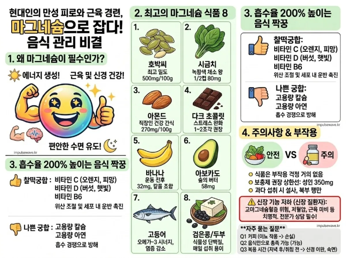 필수 미네랄 마그네슘 함량이 높은 음식 종류 부작용