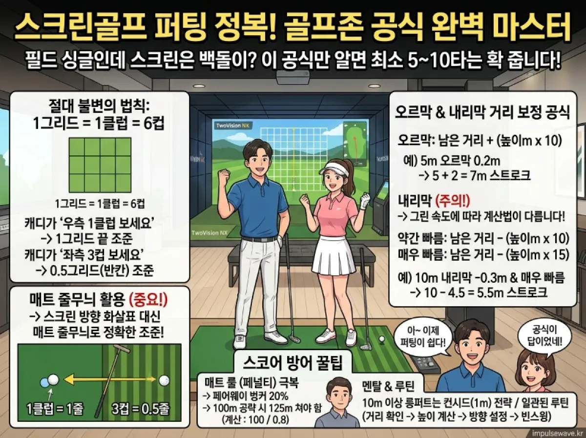 스크린골프 잘 치는 법 골프존 퍼팅 공식 계산 방법