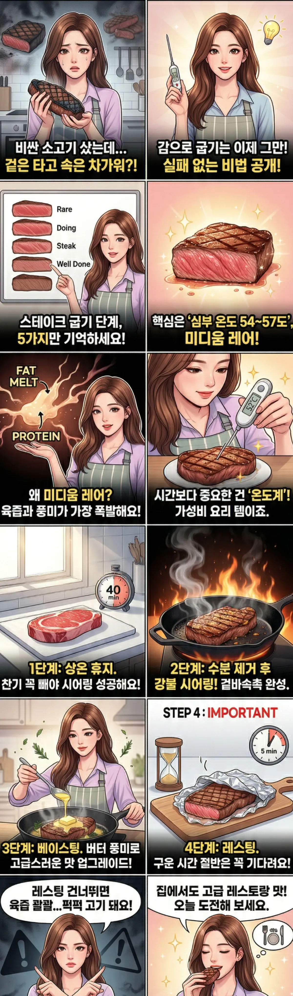 스테이크 굽기 단계, 정확히 알고 가요