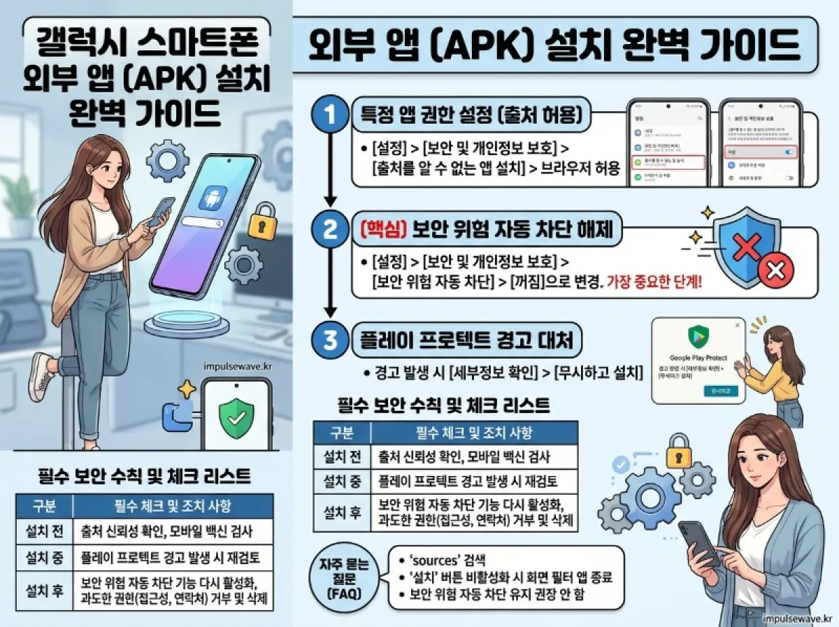 갤럭시 APK 설치 안될 때 차단 해제와 출처 허용