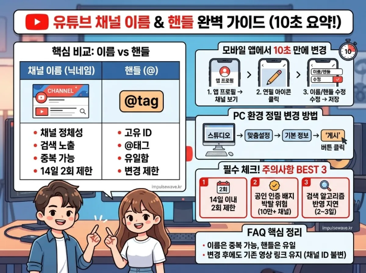 유튜브 닉네임 변경 및 이름 바꾸기 가장 쉬운 방법