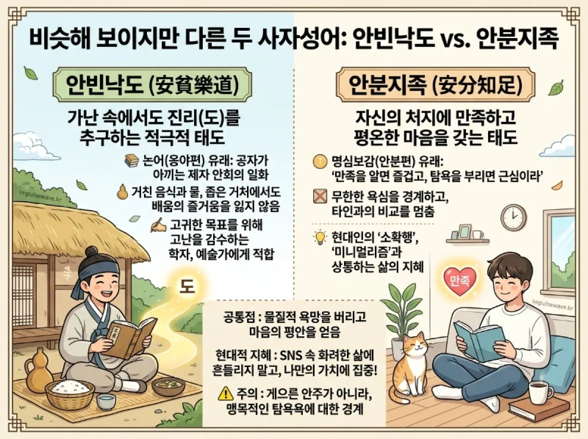 안빈낙도 안분지족 뜻 차이와 유래 고전문학 분석