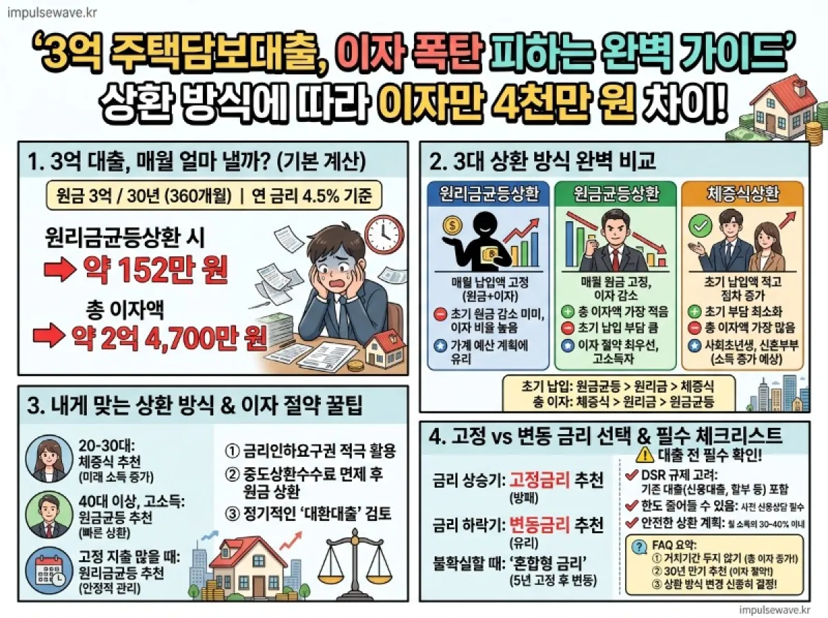 3억 주택담보대출 이자 30년 상환! 이자계산 완벽 정리