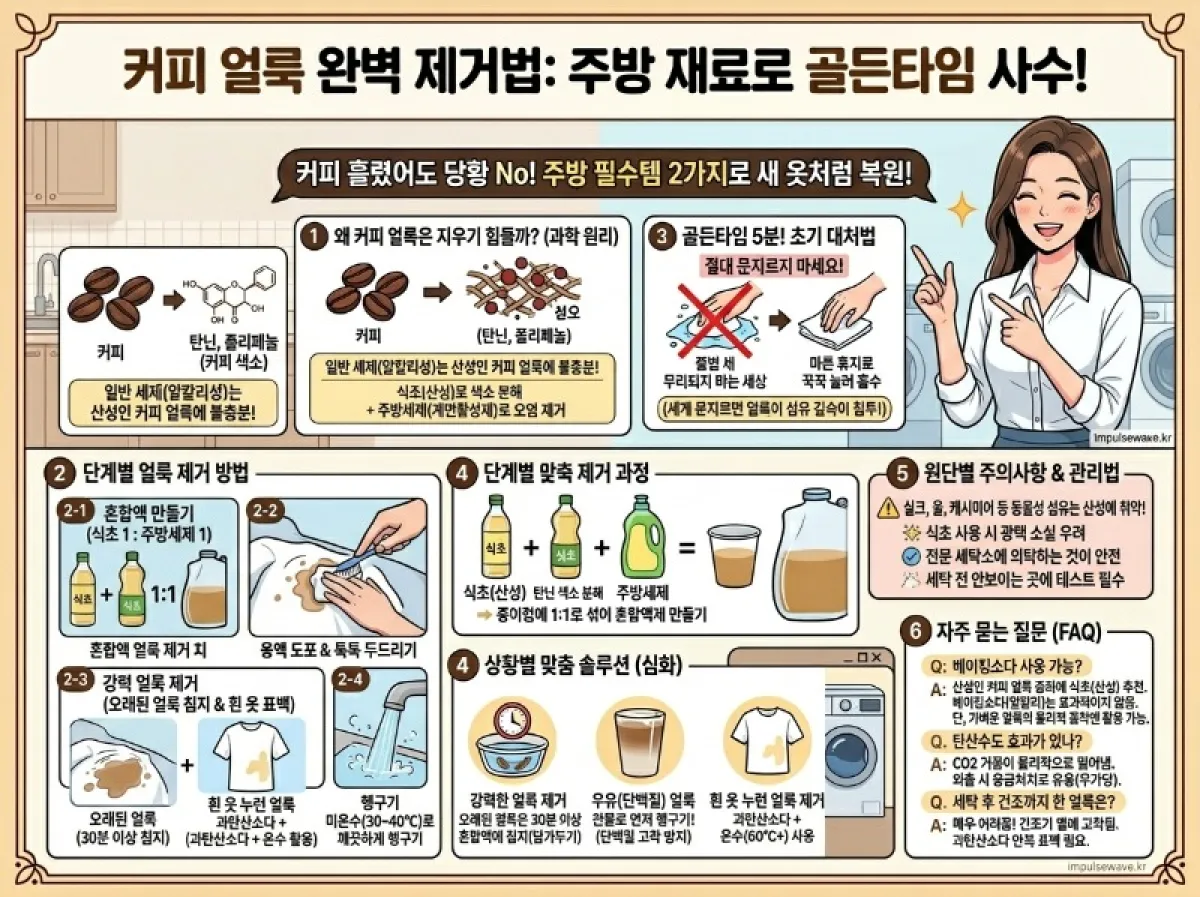 흰 옷도 살려내는 커피 얼룩 제거 골든타임 비법