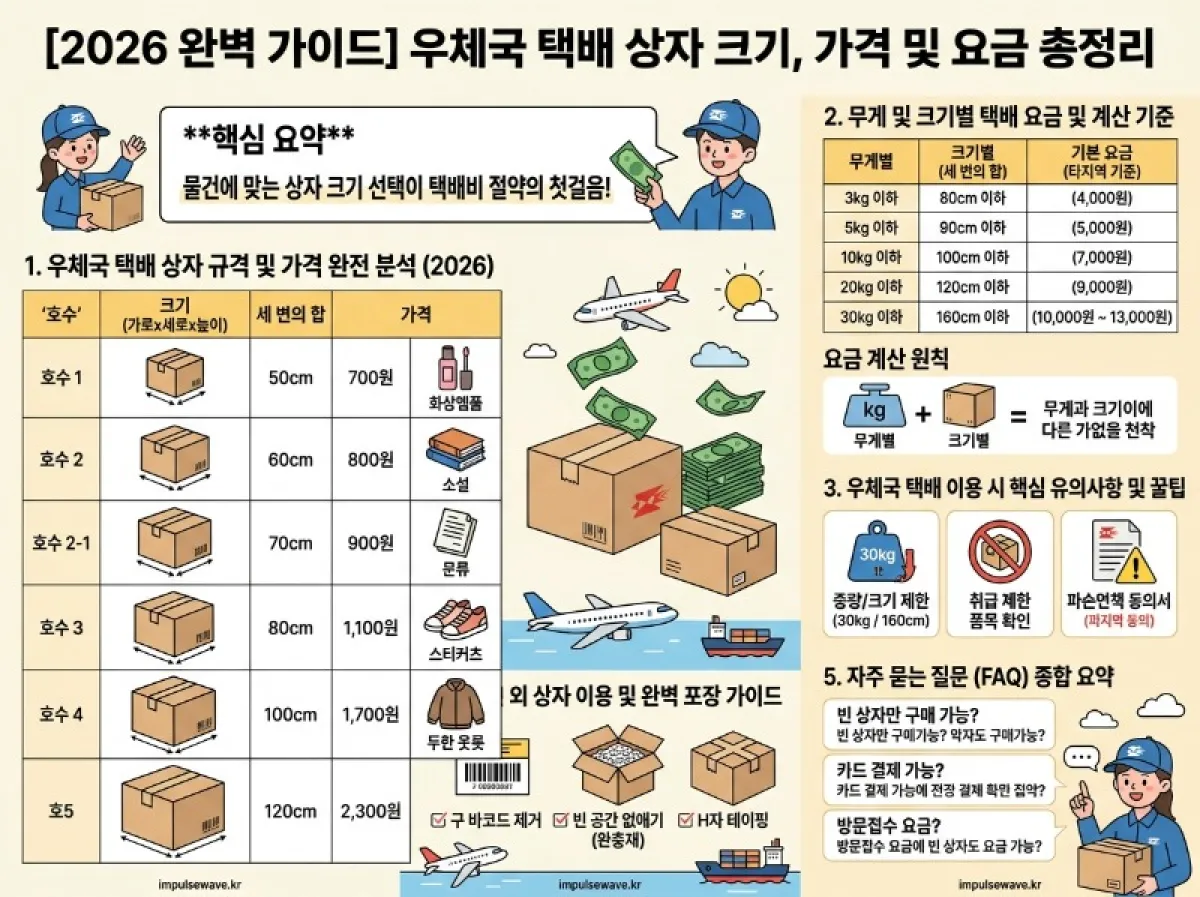 우체국 택배 박스 사이즈, 가격 및 무게별 요금 총정리