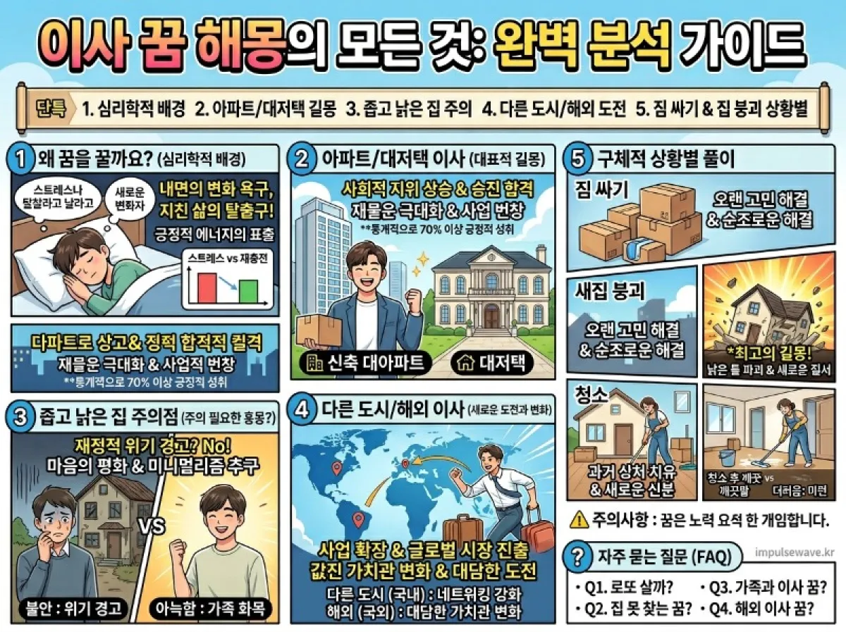 이사 가는 꿈 해몽(아파트, 큰 집, 작은집, 다른 도시, 해외 나라)