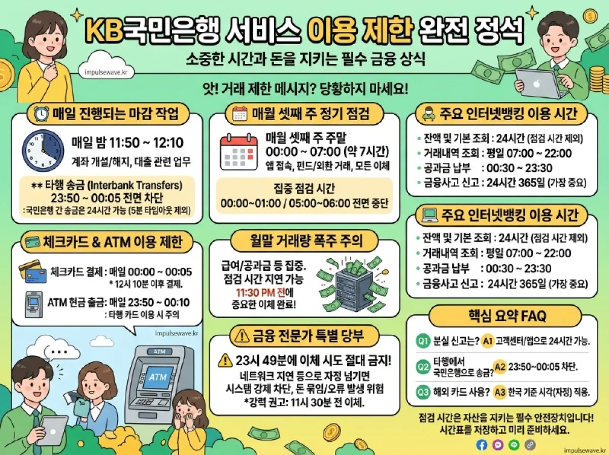 국민은행 매일 점검시간 및 타행이체 제한