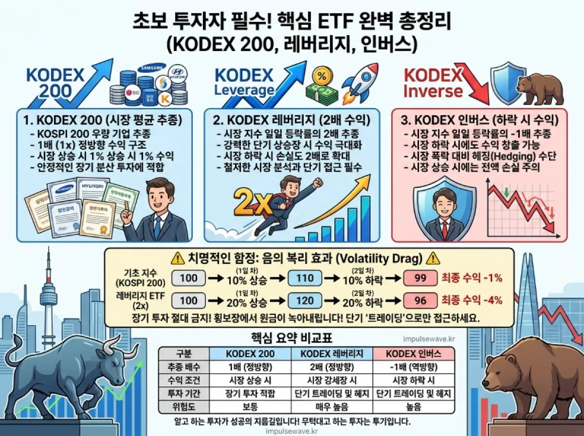 코덱스200, kodex 레버리지, kodex 인버스 차이 뜻 개념